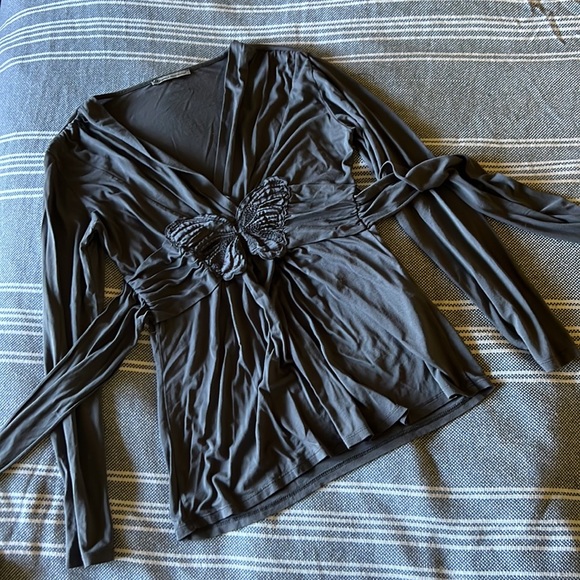 Butterfly long sleeve shirt with tie - Picture 4 of 8